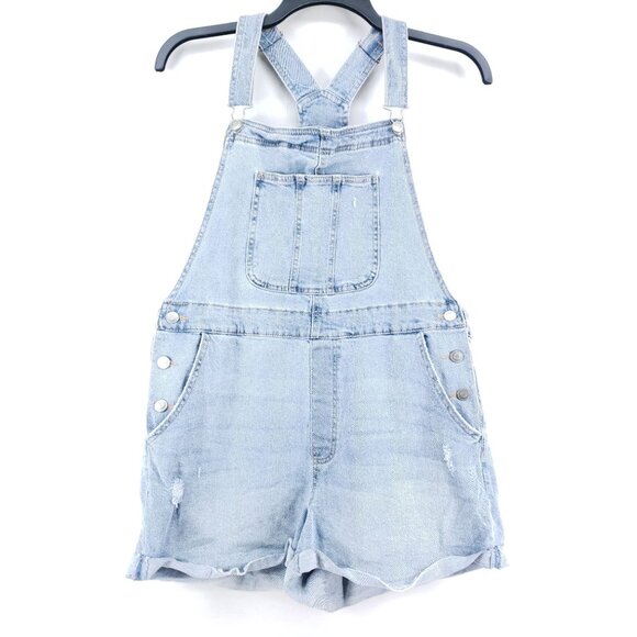 No Boundaries Womens XL Light Wash Denim Shortalls With Pocket Details - Picture 1 of 9